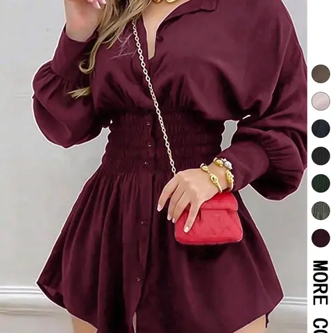 Women's Fashion Plain Fitted Long Sleeve Shirt Blouse, Casual All-Season Wear, High-Quality Material, Perfect for Daily Outing