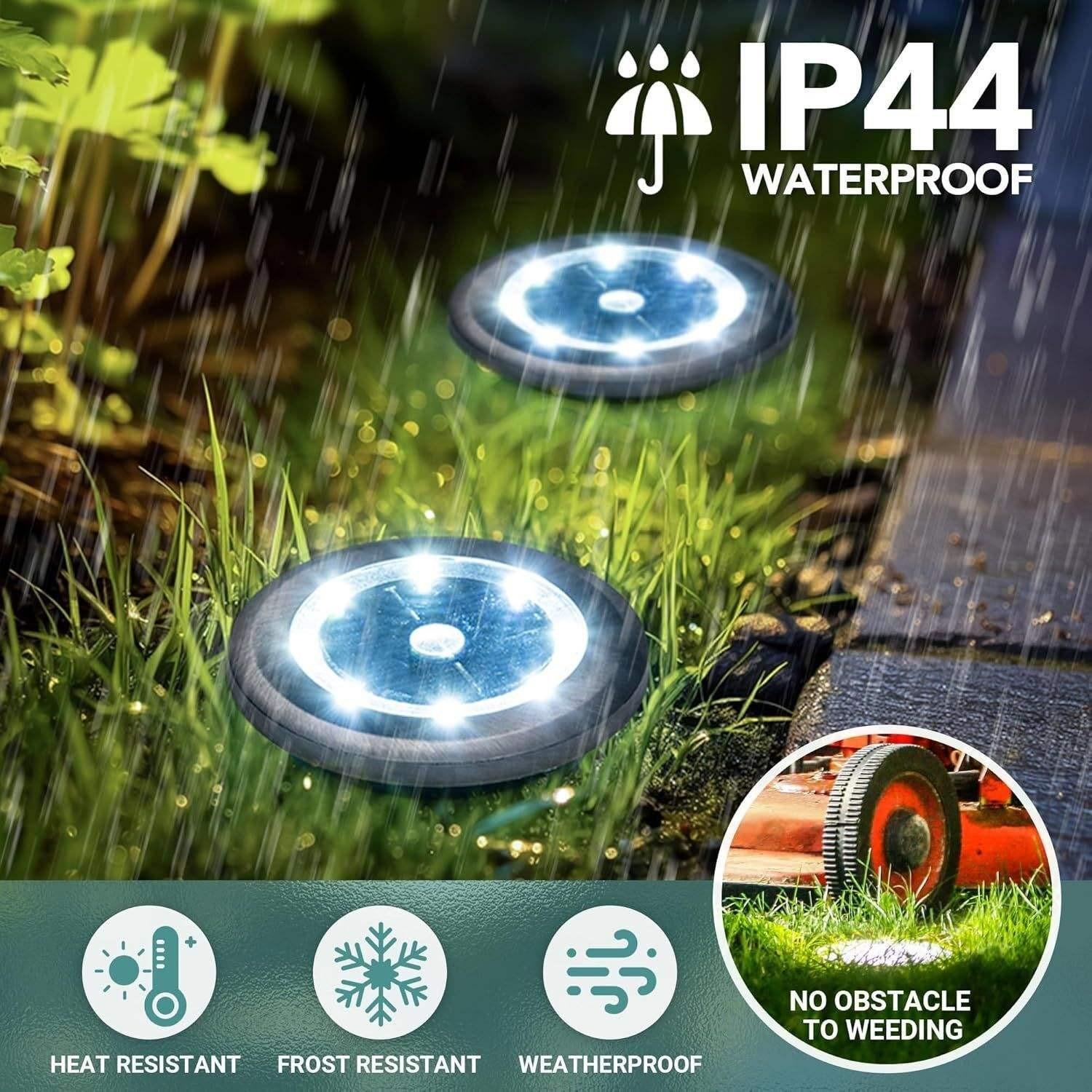 Solar ground lights, Lawn Lights, and Patio Lights — Automatic On/Off, Waterproof Design; Solar Outdoor Light Suitable for Landscape Lighting, Pathways, Courtyards, Patios, Lawns, Pools, and Sidewalks (12-Pack) Solar Outside Lights