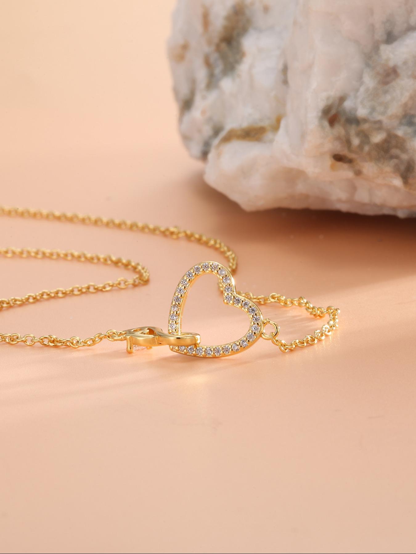 Infinity Symbol & Heart Design Pendant Necklace, Elegant Artificial Zircon Decor Necklace for Women for Party, Daily Decor, Trendy All-match & Exquisite Jewelry for Birthday Gift