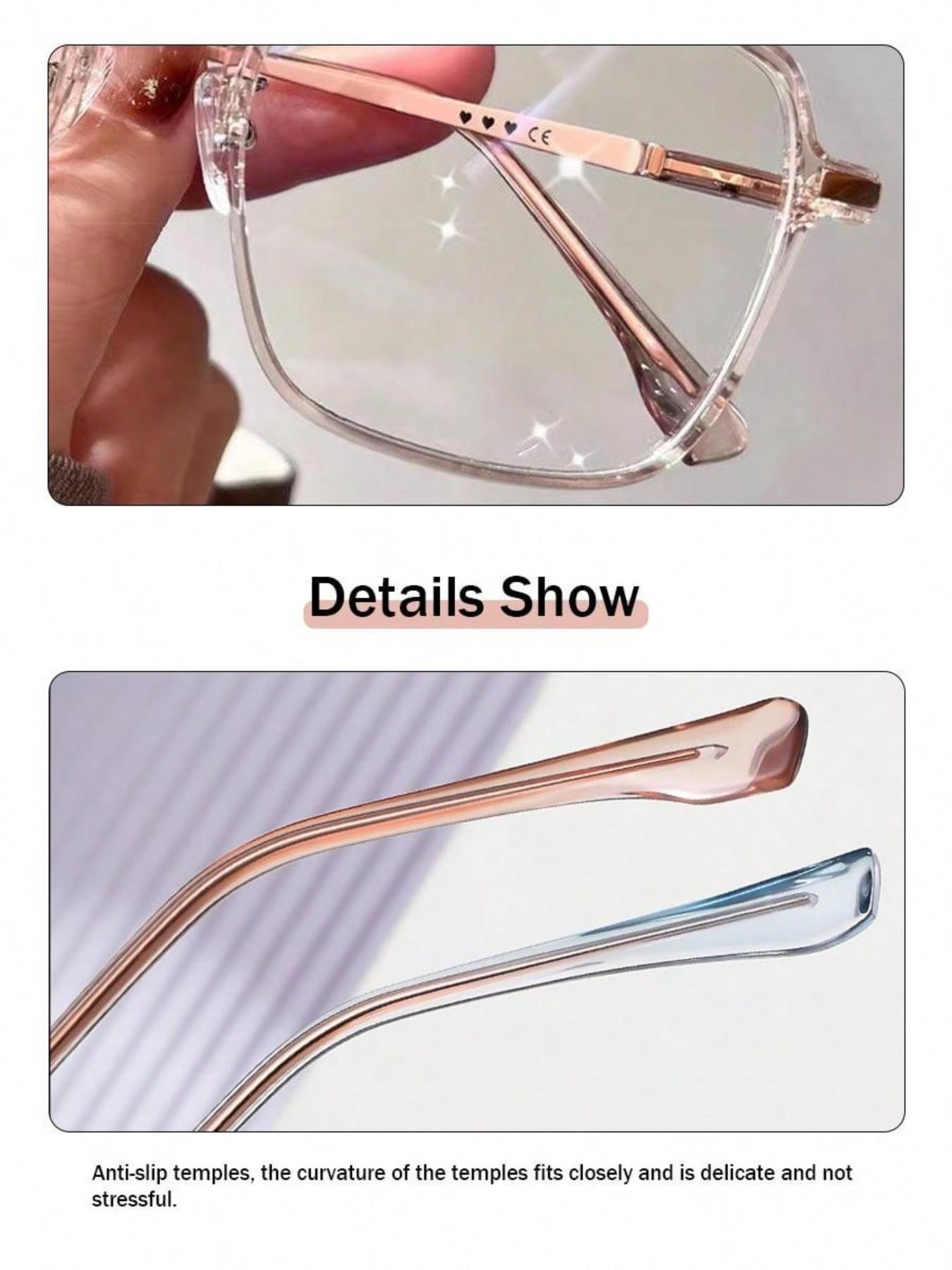 Women's Fashion Square Frame Eyeglasses, Classic Minimalist Eyeglasses for Everyday Use, Fashion Accessories for Outdoor Activities