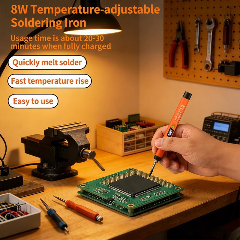 Wireless Soldering Iron Set, USB Fast Charging Portable Cordless Soldering Iron, LCD Digital Adjustable Temperature, Ideal for Electronic Welding