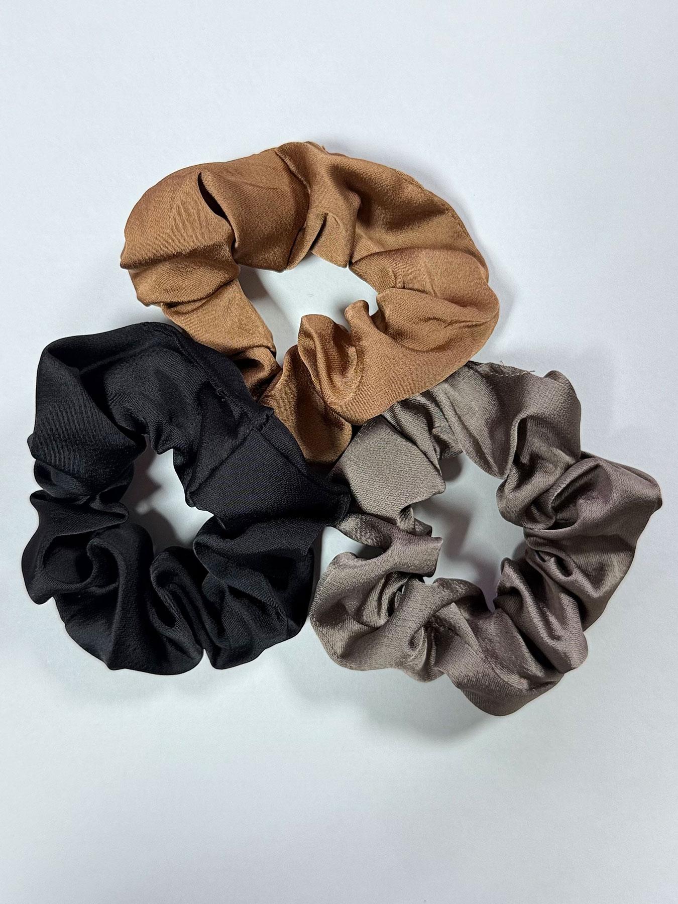 Elegant Satin Hair Ties Set, 3pcs High-Quality Women's Hair Accessories, Vintage Simple Style, Perfect for Styling Buns & Ponytails