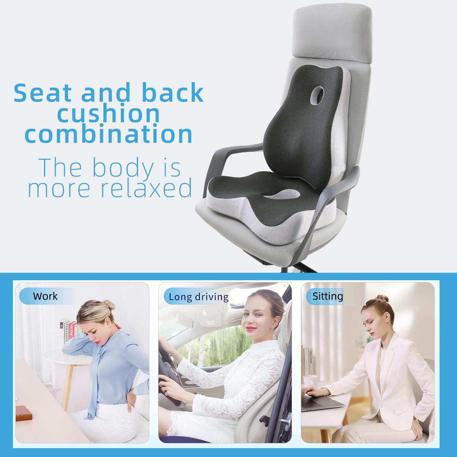 Office chair cushion and lumbar pillow, car seat cushion back pillow, memory foam chair lift back lumbar, - gray seat cushion with contour design, the best chair accessories recommended by masters, Seat Back Cushions