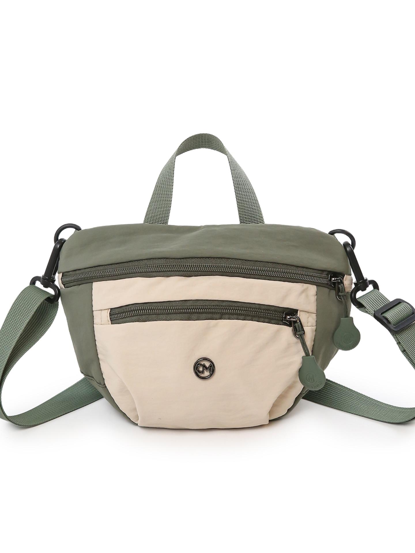 Unisex Nylon Satchel Bag, Colorblock Design, Lightweight Casual Shoulder Crossbody Bag, Ideal for Outdoor Shopping & Daily Use