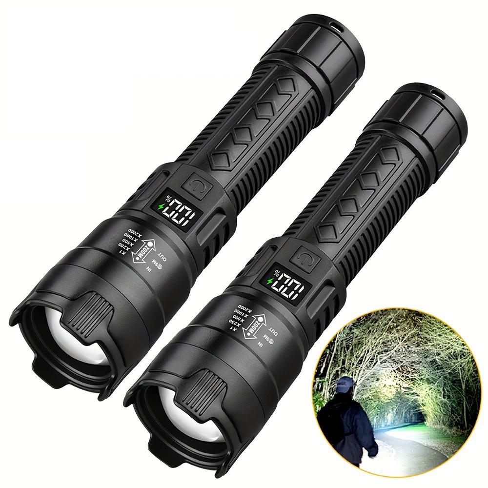 2 Counts Rechargeable LED Flashlights, Portable Zoomable High-Lumen Flashlights with Battery Indicator, Three Lighting Modes for Outdoor, Camping, Work and Emergency Lighting, USB Rechargeable Flashlight