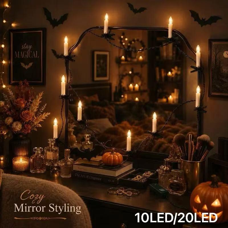 Flameless Candle Light 20/10 LED, Battery-Powered Decorative Candle String, Home Decor Lighting, Ideal for Restaurant, Bedroom, Party, Christmas, Halloween, Ambient Decor Lighting