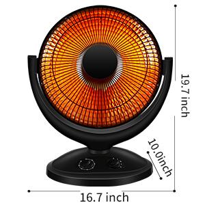 Space Heater, Portable Heater Electric Ceramic Small Heater Indoor Use Oscillating Radiant Dish Heater Overheat Protection Quiet with Adjustable Tilt for Home or Office, 800W Black