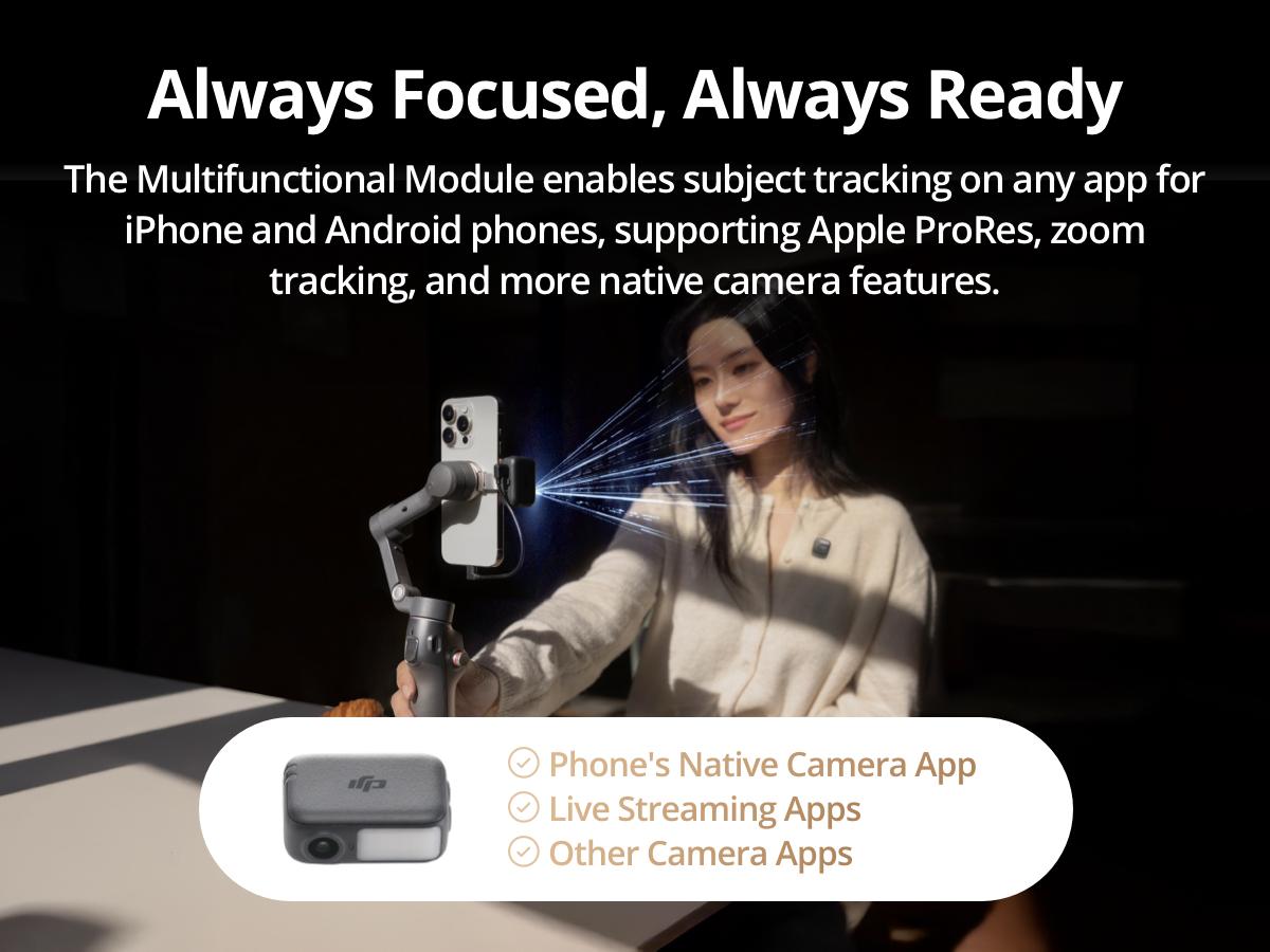 DJI Osmo Mobile 7P 3-Axis Gimbal Stabilizer, Built-in Extension Rod & Tripod, Native Tracking with Fill Light, One-Tap Edit, 10H Battery, Support Phone Charging for iPhone & Android