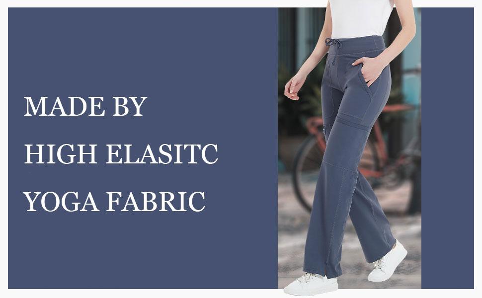 Yoga Scrub Pants for Women - 4-Way Stretch Fabric with 5 Pockets, Mid Rise Flared Leg Work Pants Featuring a Cargo Pocket SpringStatements
