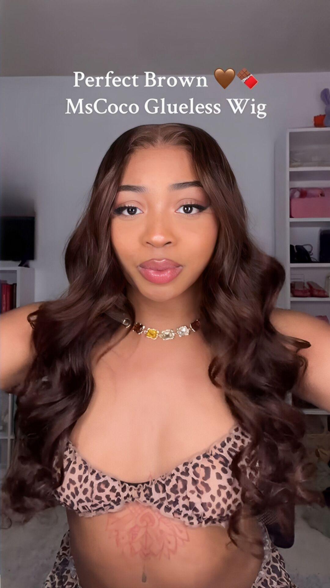 Mscoco 6x5 Dark Brown Human Hair Wig Wear And Go Body Wave & Straight Glueless Lace Wig Upgraded Pre Bleached Knots HD Lace Closure Wig