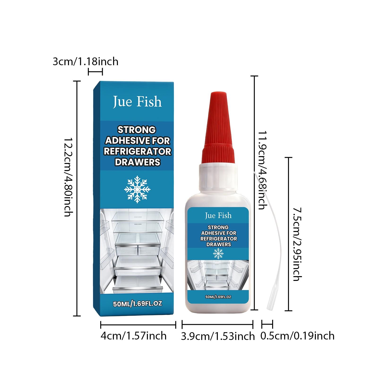 2-Pack Refrigerator Drawer Adhesive (50ML*2), Easy-To-Use, No Nails Needed, Durable Cold Temperatures, Adhesive for Refrigerator Parts