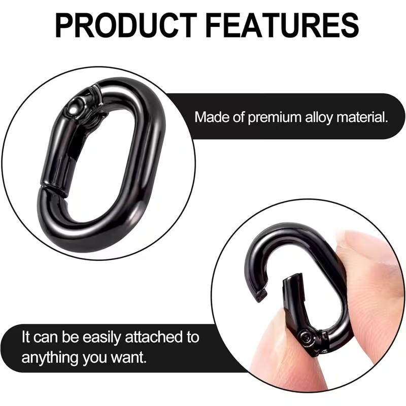 10-Pack Mini Oval Spring Keychains, Simple Small Keychain Accessories, Backpack Attachments, Essential Everyday Items
