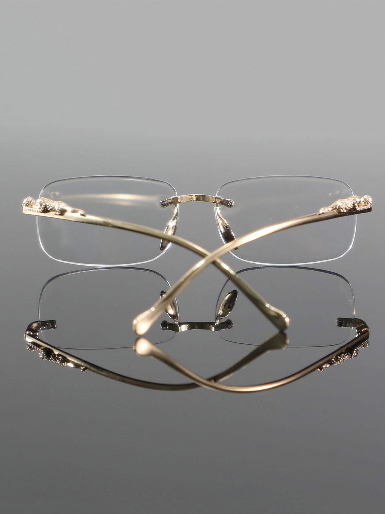 Men's Metal Frameless Leopard Leg Decorative Glasses, Fashion Casual Style for Parties & Daily Wear, All Season Fashion Eyeglass Accessories