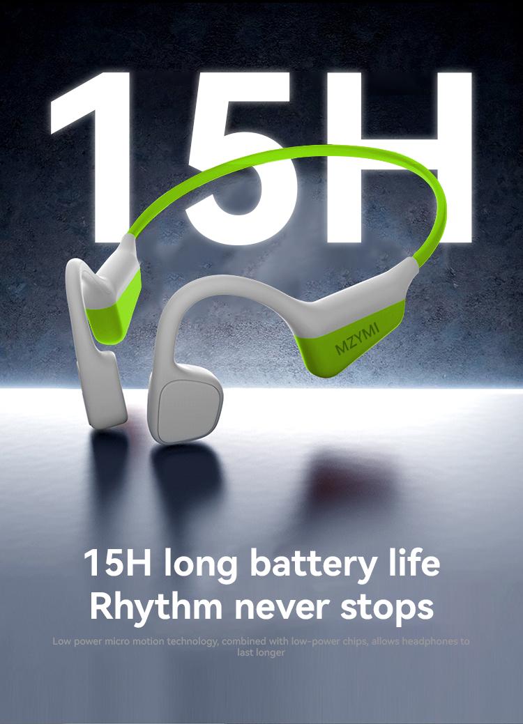 MZYMI i18pro Bone Conduction Neckband Wireless Earphones Headphones Sports Open Ear Headset With Mic Stereo Earbud Audio Black