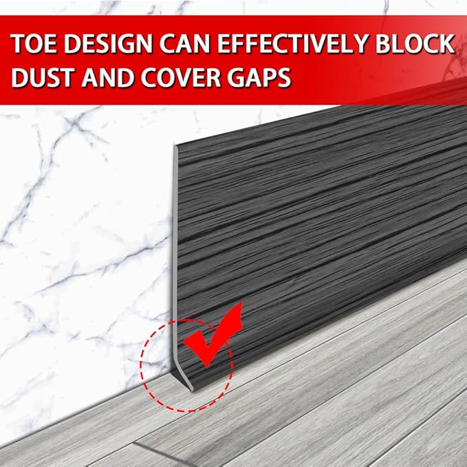 8cmx2meters PVC self-adhesive baseboard, Door Edges and Baseboard Decorative Strip, Self-adhesive with Wider Edges, Peel-and-stick Floor Trim with Removable Backing