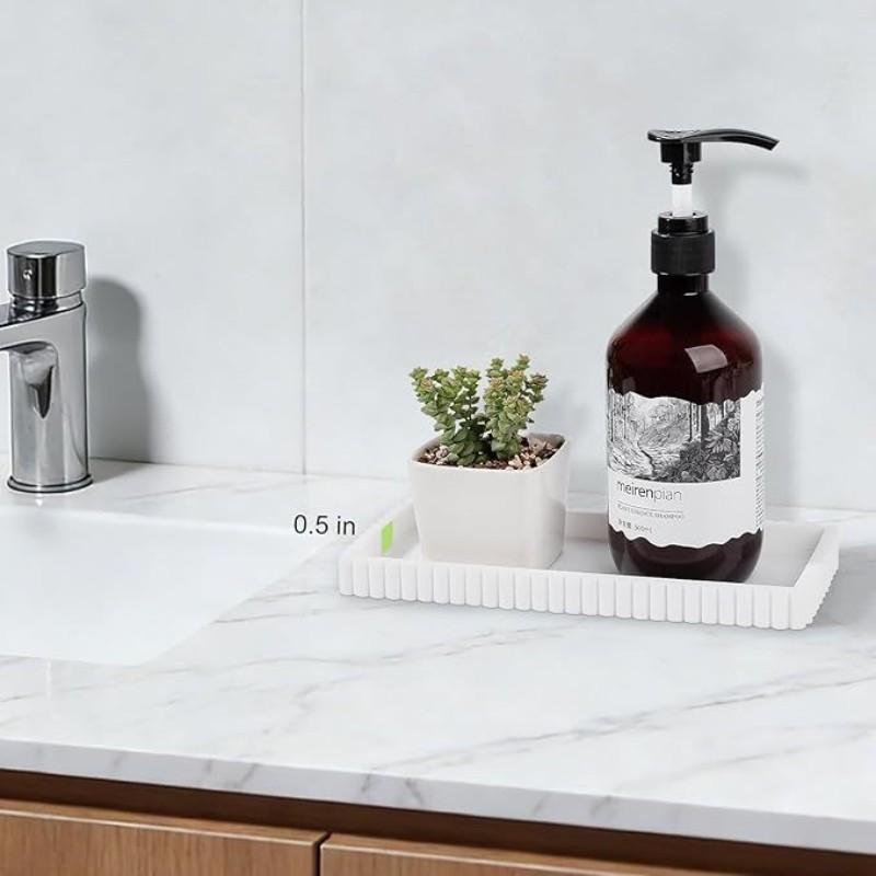 Square Storage Tray for Bathroom, Kitchen, Living Room, Vanity, Key, Cosmetics, Ring Holder, Decorative Edge Design