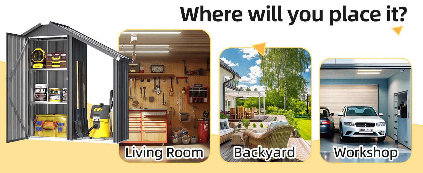 YODOLLA Outdoor Storage Cabinet Waterproof with Shelves and Lean to Open-Sided Firewood Racks,Garden Sheds & Outdoor Storage Cabinet Weatherproof