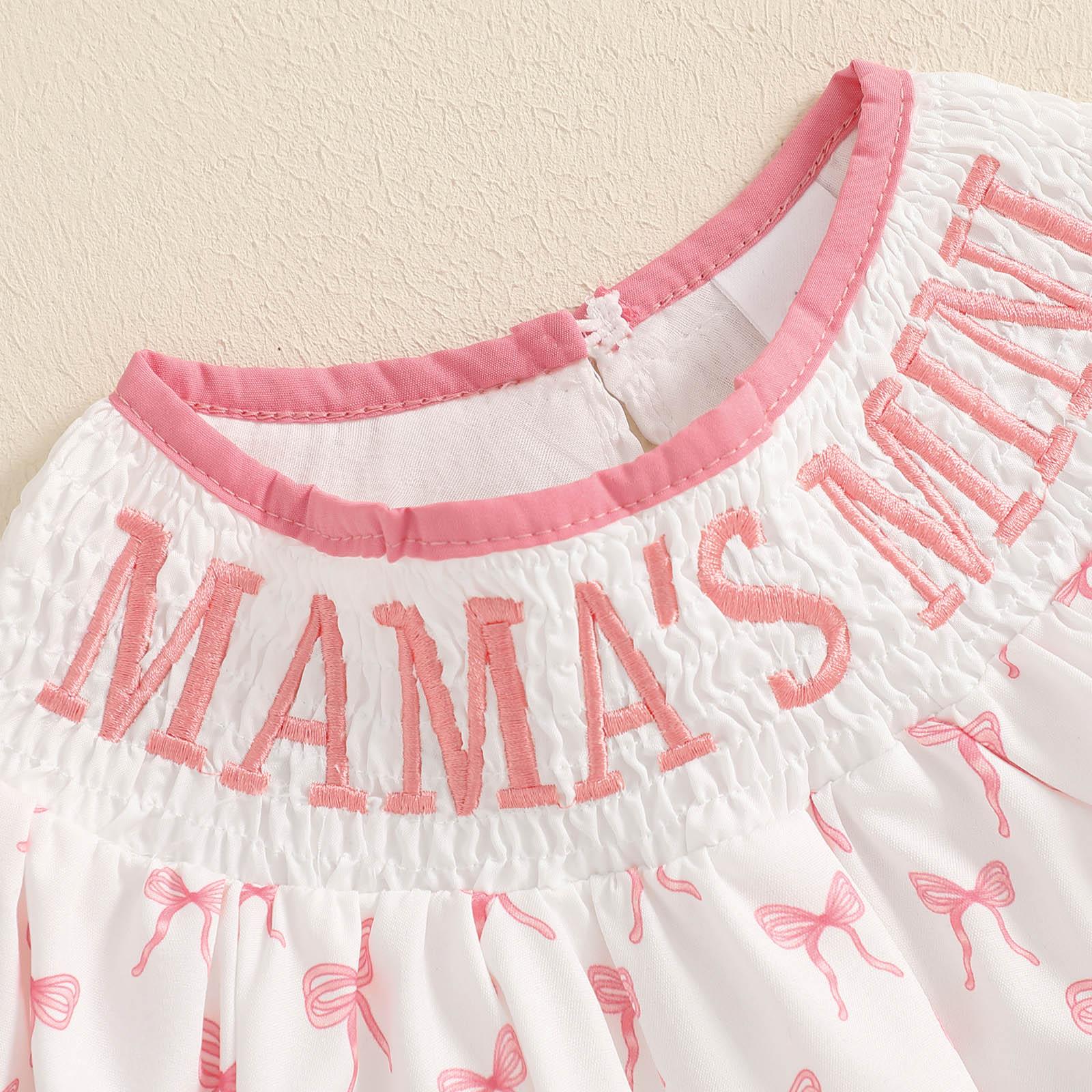 Newborn Baby Girl Romper Mamas Mini Bow Plaid Print Puff Sleeve Smocked Bubble Romper Jumpsuit Bodysuit Clothes Springtok