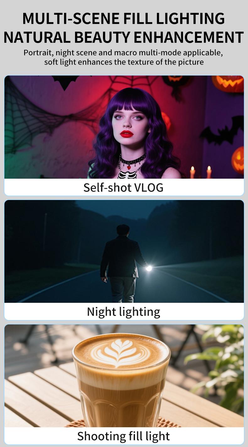 Waterproof Action Camera Fill Light for Night Riding & Diving, Mini Rechargeable Video Light for Vlog, 3300-6500k LED Lights