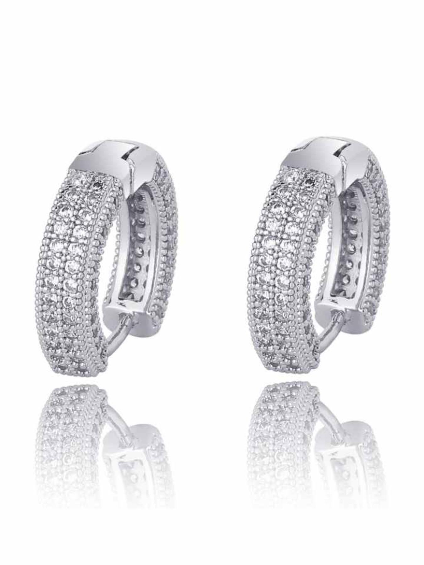 Huggie Hoop Earrings for Women, Full Pave Zircon, 14K Gold Plated & Silver Tone, Daily Party Jewelry, Mother’s Day Holiday Gift