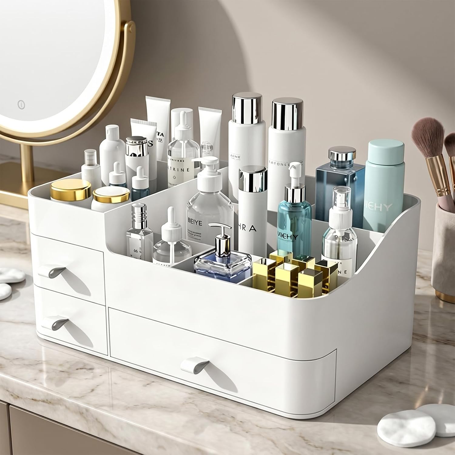 Makeup Organizer with 3 Drawers, Bathroom Counter Organizer. | Plastic  Display Case, Ideal for Make Up, Skincare, Perfume; Suitable for Dresser Top,  and Desk