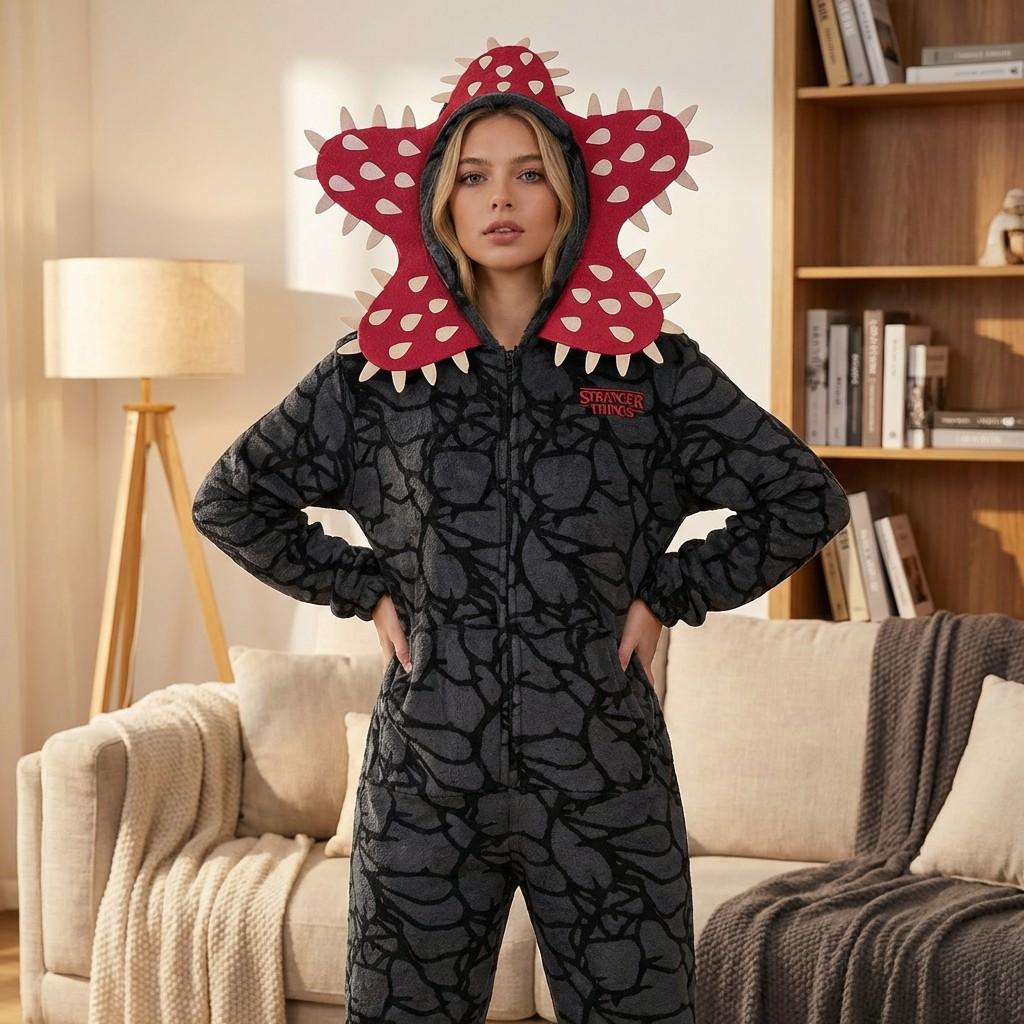 Funny Monster Onesie Pajamas Unisex Hooded Sleepwear, Adult Long Sleeve Homeewear, Casual Loungewear for Men and Women