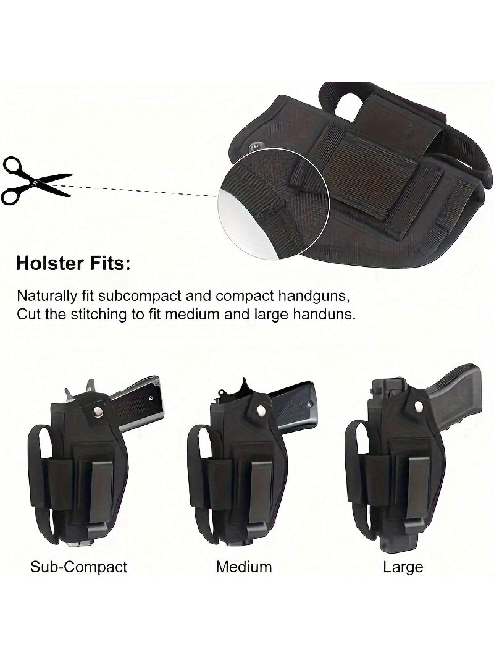 Double-sided gun holster, 1 piece - Classic style - Black sheepskin blend strap with snap fastener - Concealed carry gun holster for outdoor CS scenarios, outdoor gun accessories