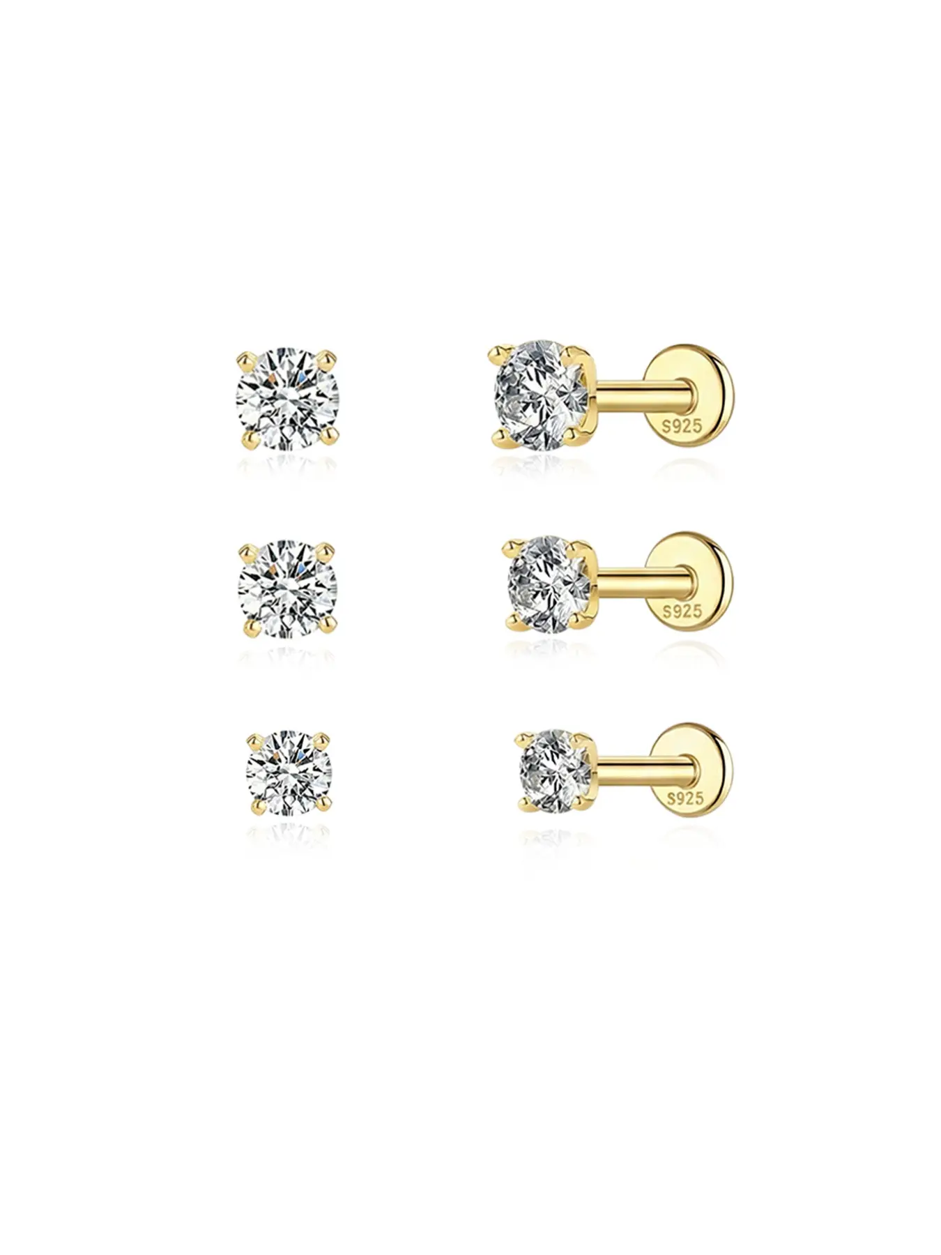 Single S925 Sterling Silver Moissanite Stud Earrings, Hypoallergenic Threaded Piercing Jewelry, Perfect for Everyday Wear