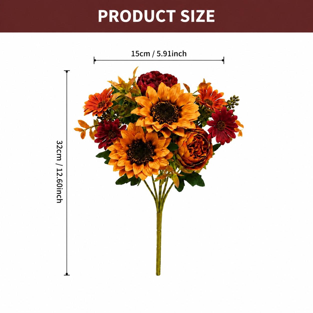 2/4 Bundle Artificial Fall Flowers, Sunflower Peony Bouquet, Faux Sunflower Flowers, Autumn Home Decor, Thanksgiving Centerpiece