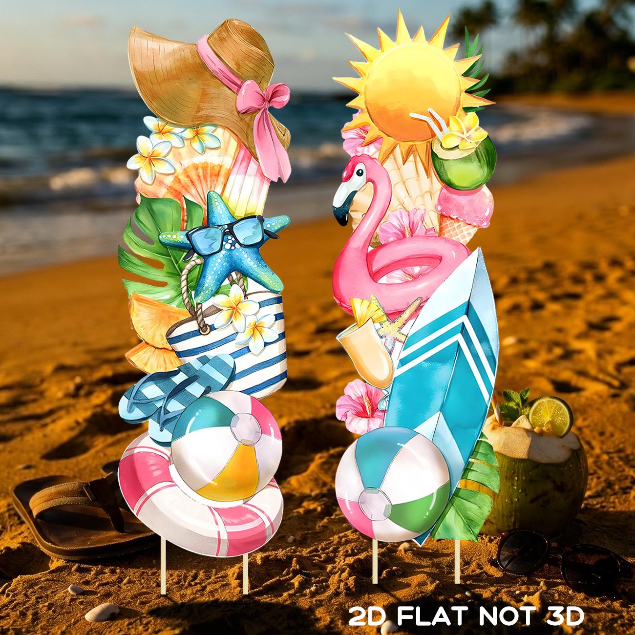 Tropical Hawaiian Luau Party Decorations, Waterproof Flamingo Surfboard Lawn Signs, Outdoor Patio Garden Pool Beach Party Decor