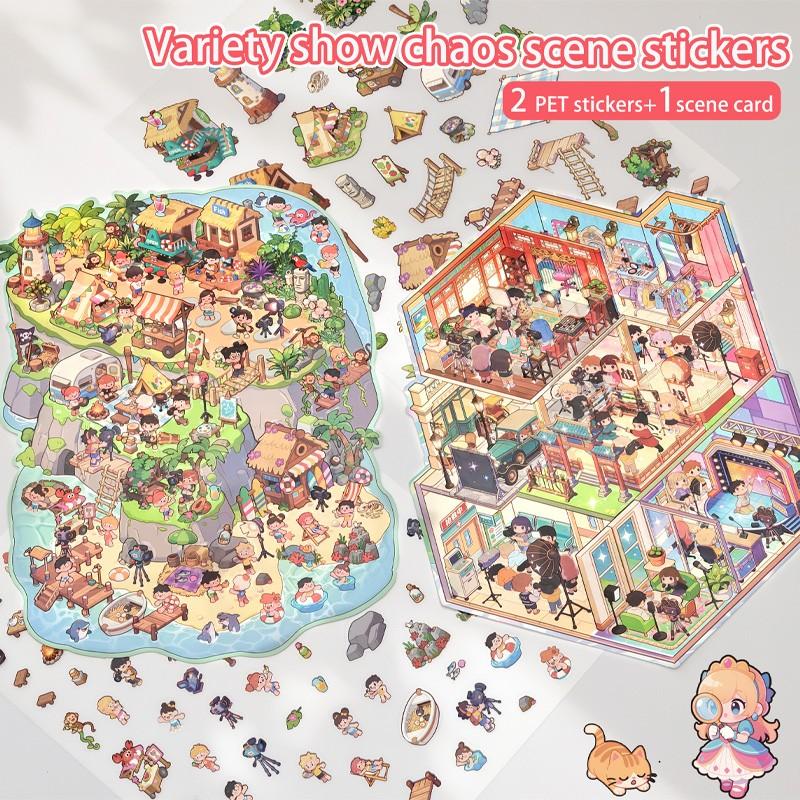 Large DIY Scene Stickers, Fun TV Show Battle Stickers, Stress Relief 3D House Stickers, Cute Educational Journal Stickers