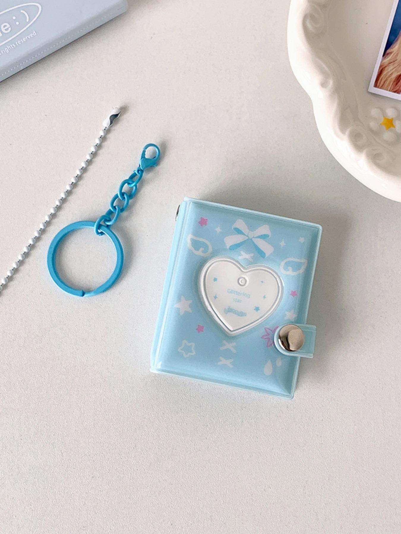 Mini 2 Inch Photo Album Keychain Holder, Holds 32 Photos, Heart Design, Perfect for Friends and Girls, Ideal Gift for Besties