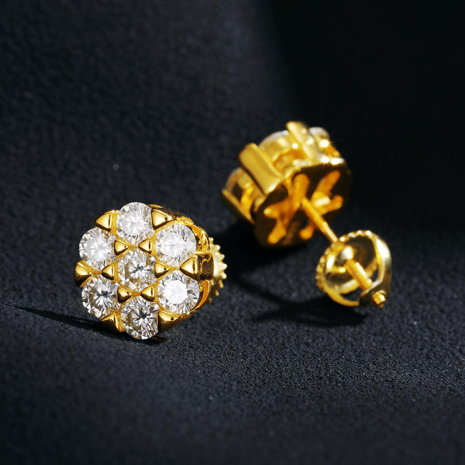 【#E8】UCCIYO New Round Earrings Synthetic Moissanite Luxury Unisex 925 Sterling Silver D VVS White Synthetic Moissanite Hip Hop Jewelry Gift