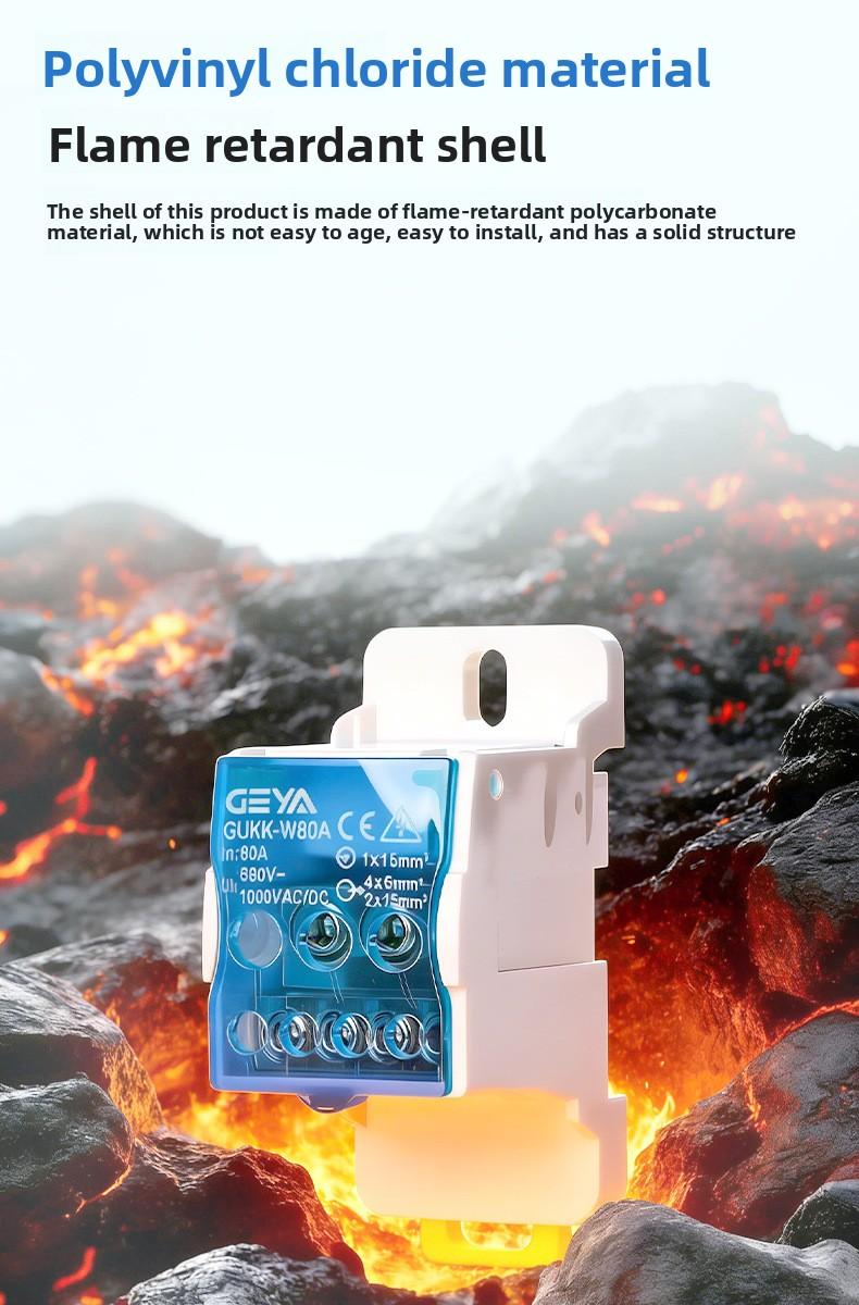 4 pack Power Distribution Block, UKK 80A Single Pole DIN Rail Mount Terminal Block, 1-in Multi-out Modular Connector for Industrial Electrical Control Boxes and Cabinets