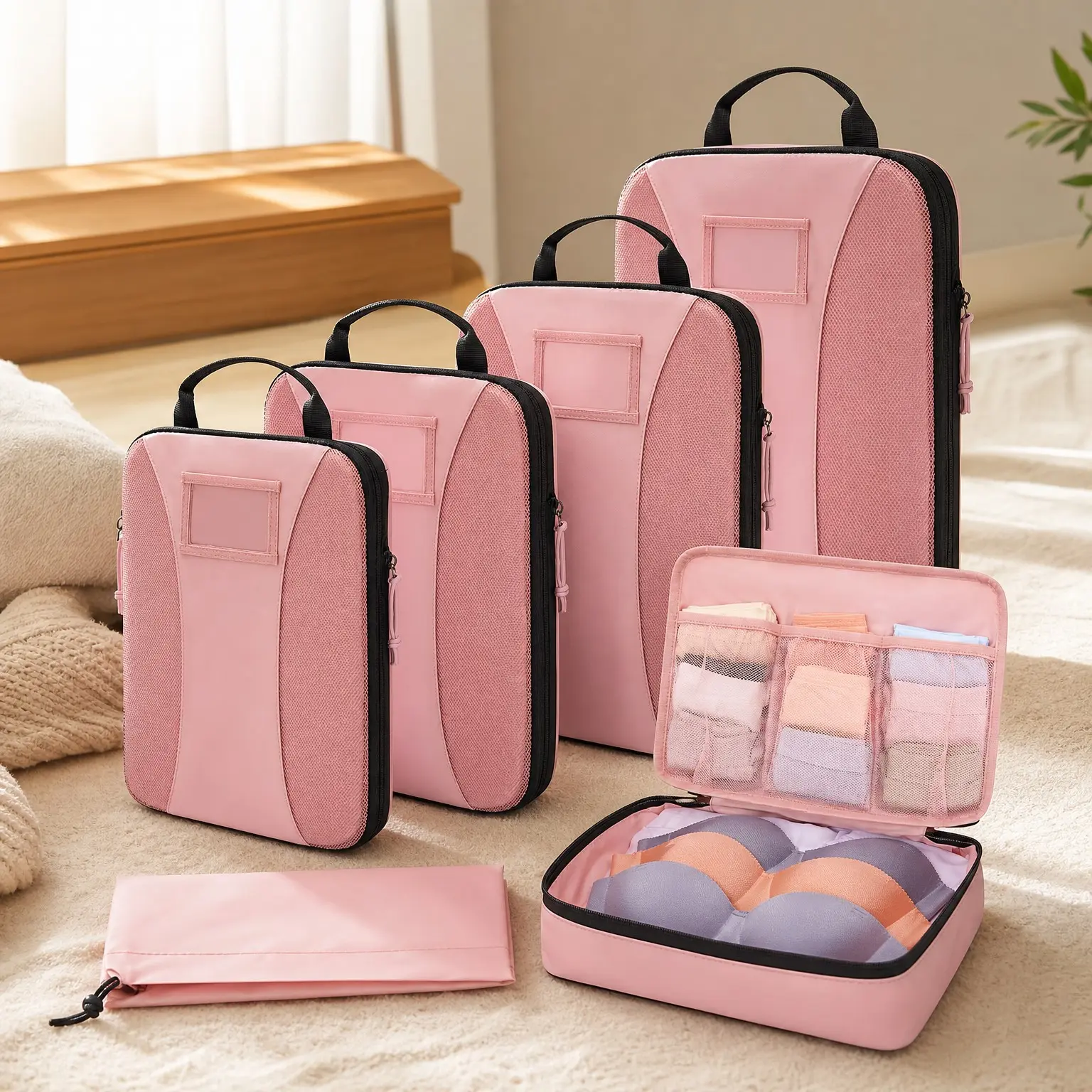 Compression Packing Cubes, 6 PCS Packing Cubes for Suitcases, Travel Bags Organizer for Luggage, Lightweight Packing Cube for Travel EssentialsGift