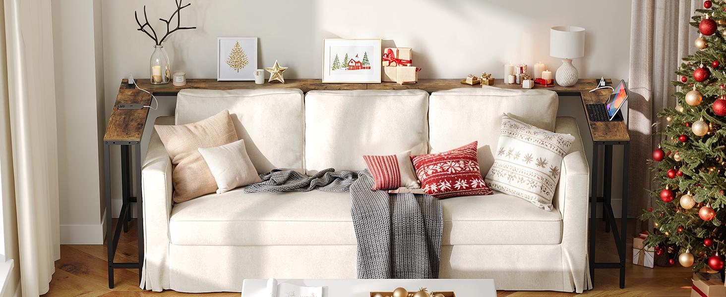 YATINEY 5.9" Wide Console Table,  L Shaped Narrow Sofa Table, Behind Couch Table, Entryway Table with 2 Outlets and 2 USB Ports, for Living Room, Hallway, 3 Assembly Options #SpringSale #BigSpringSale