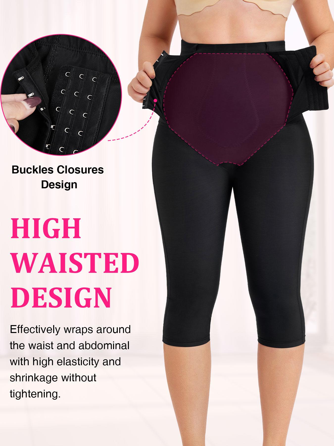 Women's Adjustable Hooks High Waist Shapewear Capris Leggings, Tummy Control Butt Lift Skinny Shaper Capri Pants, High Stretch Shapewear Bottoms for Daily Wear