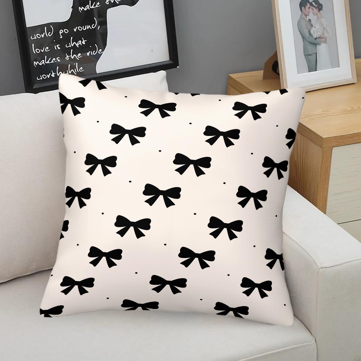 Cute Romantic Sweet Bow Throw Pillow with Insert, Soft Cozy Aesthetic Decorative Cushion for All Season, Housewarming Birthday Valentine's Day Christmas Gift for Her