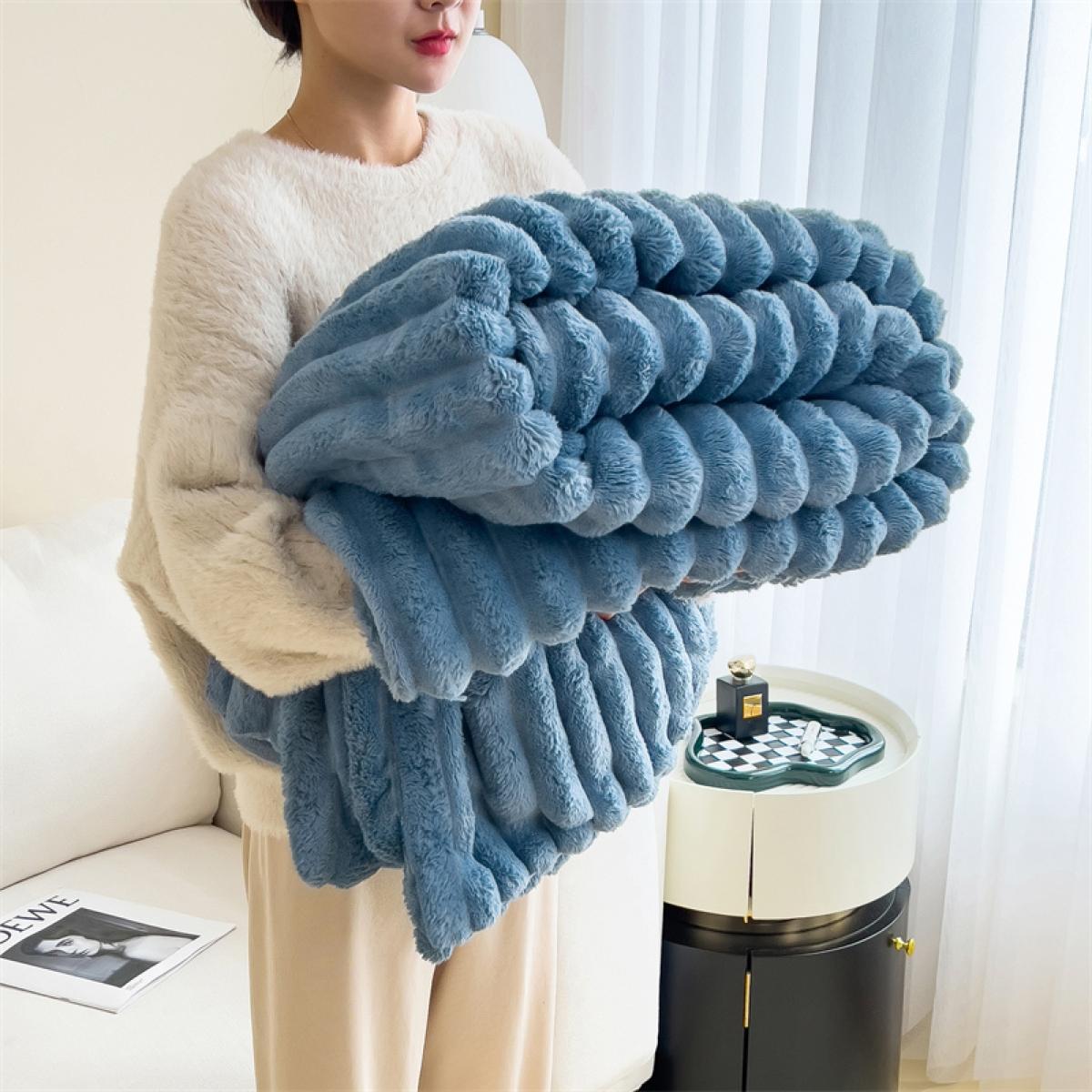 Faux Rabbit Fur Soft Fleece Blanket, Thick Warm Blanket, Soft Fluffy Blanket, Warm Bedroom Blanket, Warm & Cozy Throw Blanket, Versatile All-Season Gift for Home, Office & Travel, Available in Twin/Full/Queen/King Sizes