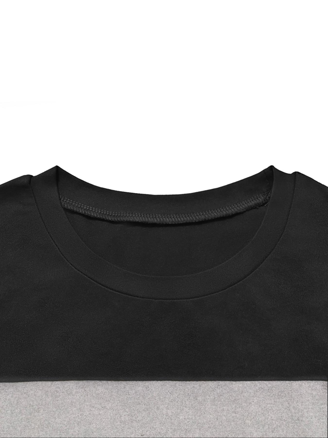 [Plus Size] Women's Fall Winter Fitted Patchwork Suit, Casual Basic Two-Piece Set, Sweatsuit Set Outfit, Athleisure Wear Set, Perfect for Parties Work Leisure Sports Wear, Sports Clothing Set