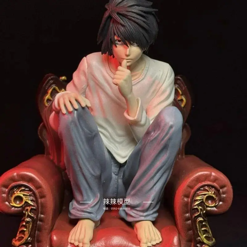 2026 New hot item Hot In Stock Full Painted Death Note L. Lawliet Squatting Sofa Figurine Model Death Note Figure Character Anime Toy Random
