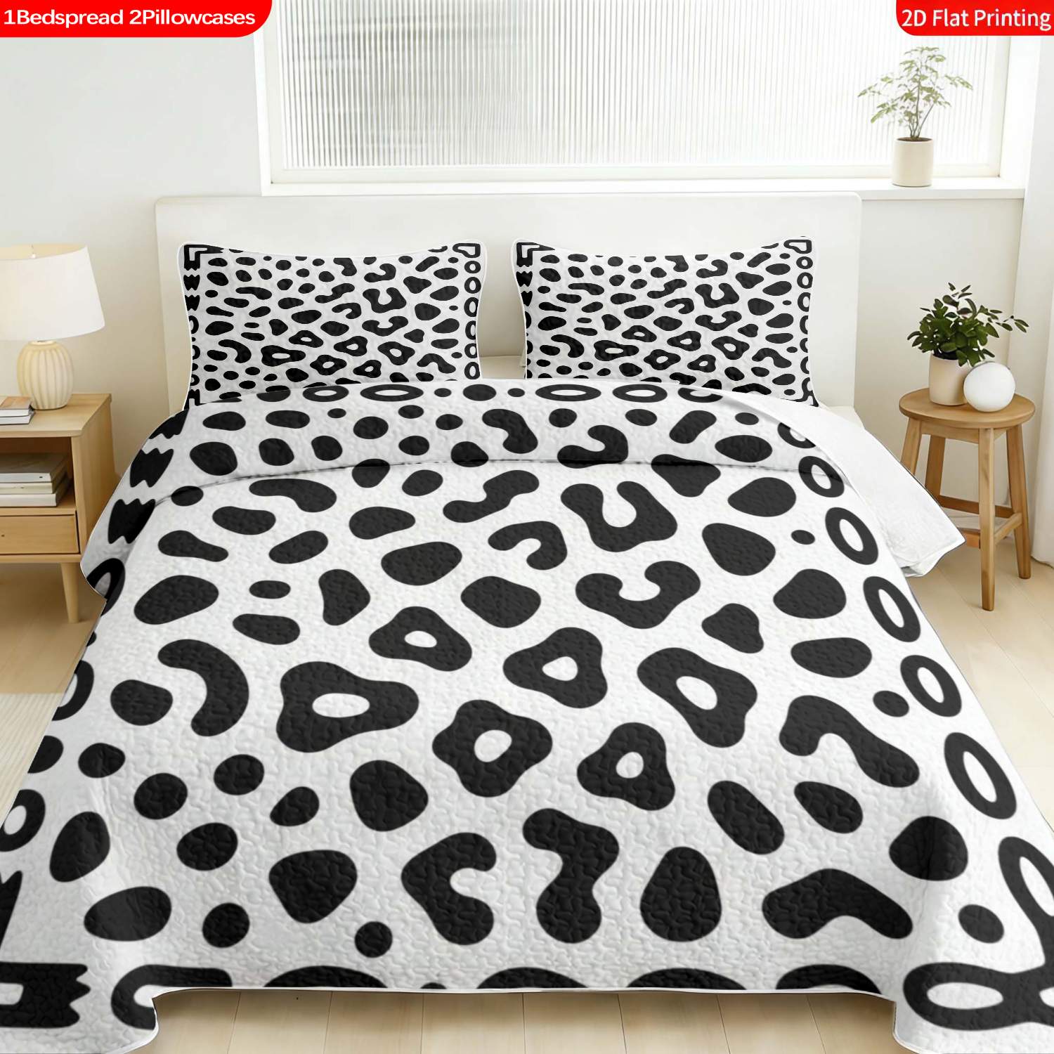 3 pcs, 2D Flat Print Leopard Pattern Animal Print Bedspread Set, Soft and Comfortable, Multiple Sizes Available, Suitable for Gifting and Daily Use, Ideal for Creating a Cozy Home Atmosphere(1 bedspread , 2 pillowcases)