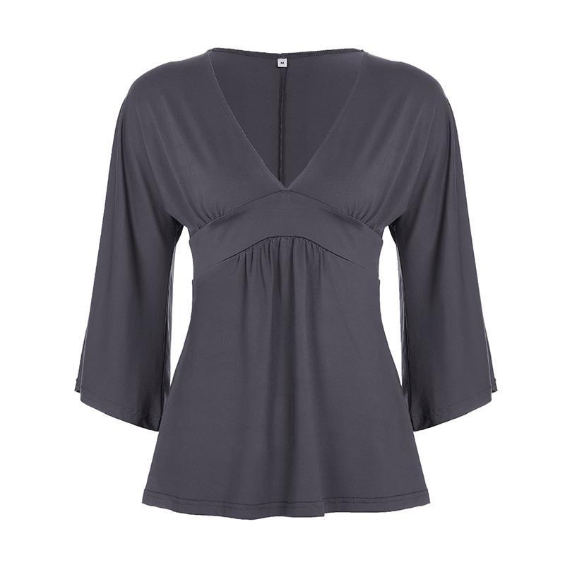 Women's V Neck Patchwork Ruched Batwing Sleeve a Line Loose Fit Fall Winter Y2K Casual Basic Tee, Comfortable Long Sleeve Top Women's V Neck Patchwork Ruched Batwing Sleeve a Line Loose Fit Fall Winter Y2K Casual Basic Tee, Comfortable Long Sleeve Top