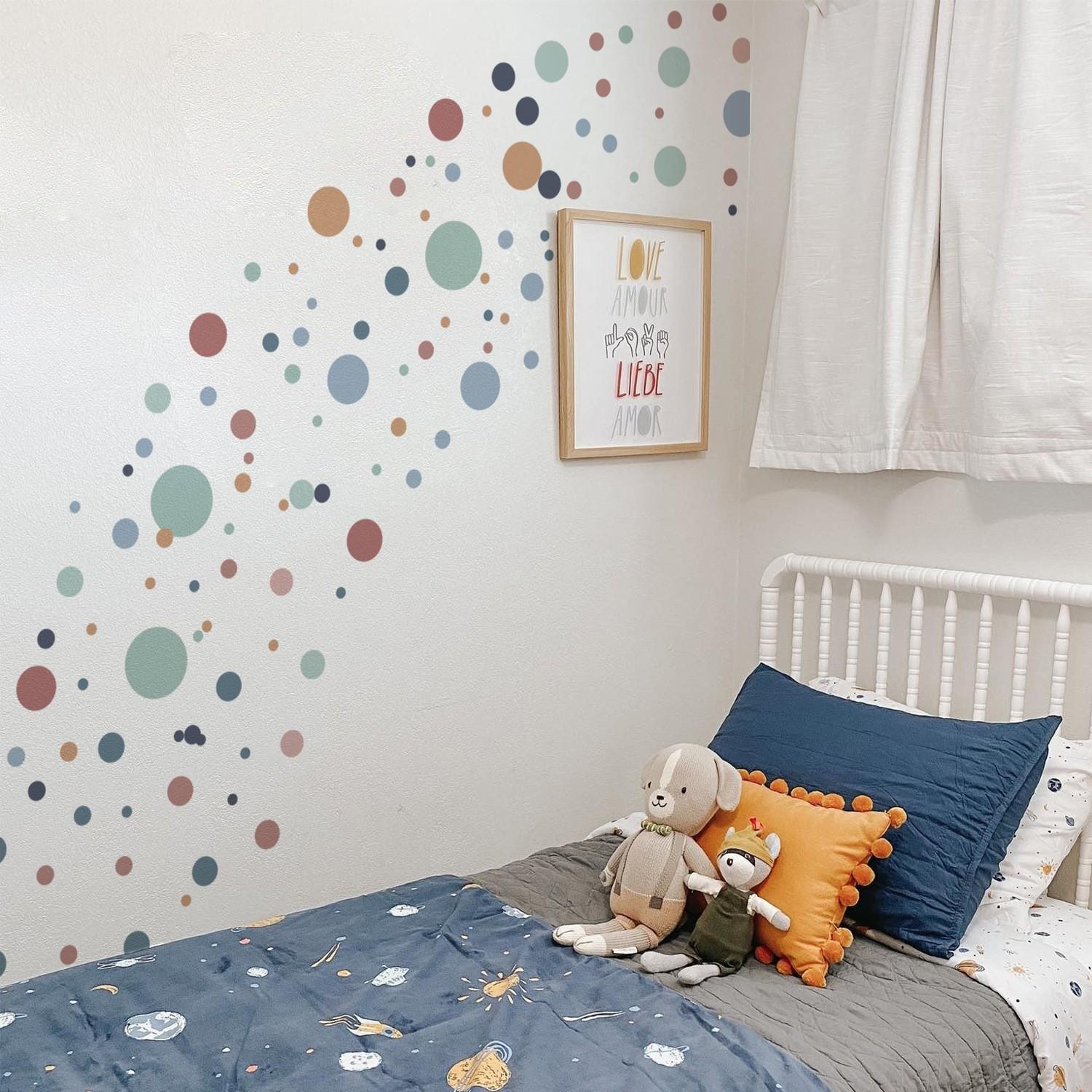 Boho Style Dot Wall Stickers Set of 4, Child Room Decorative Dots, Easy to Apply Wallpaper Decals, Perfect for Kids' Rooms