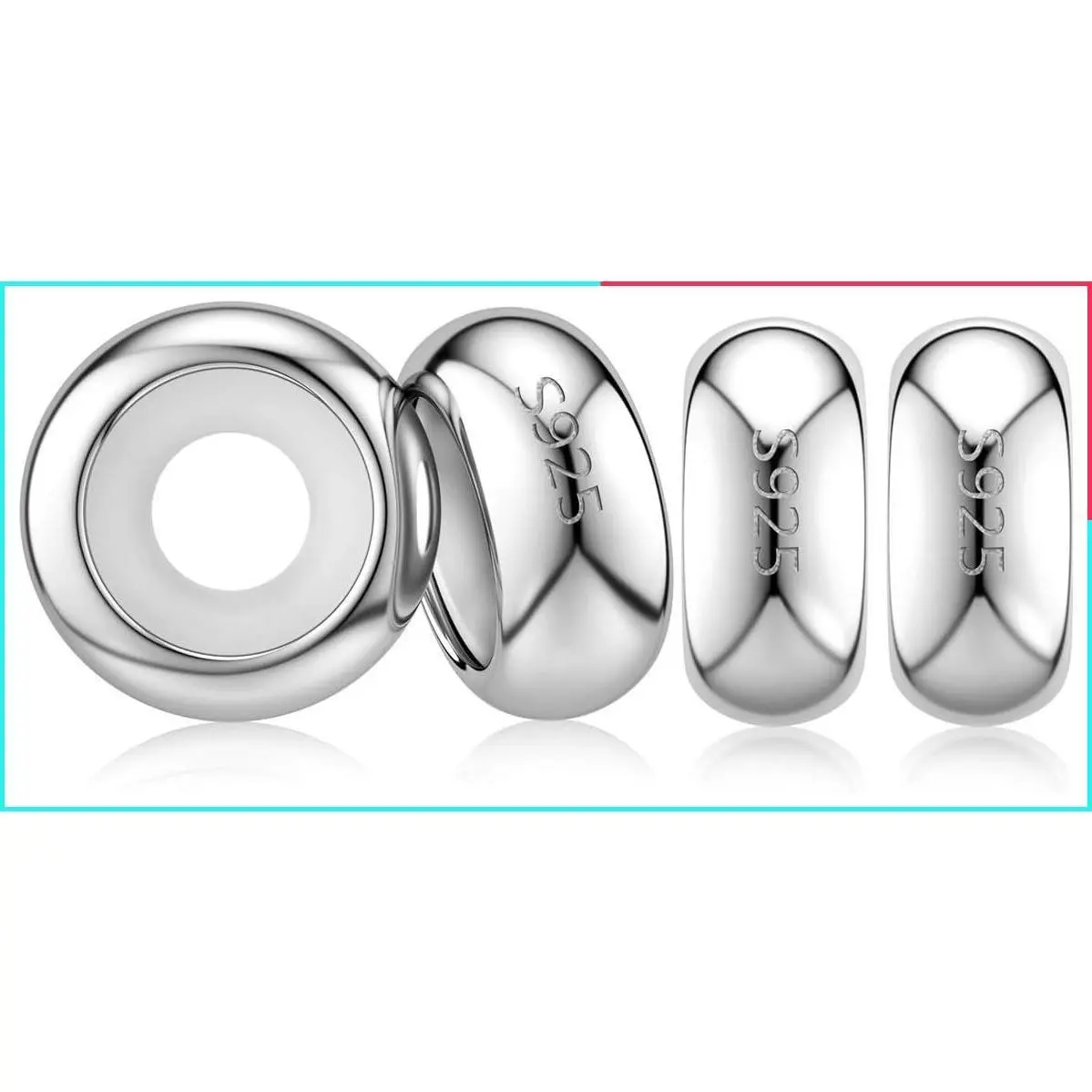 925 Sterling Silver Charm Bracelet Spacer Clip Stopper Beads