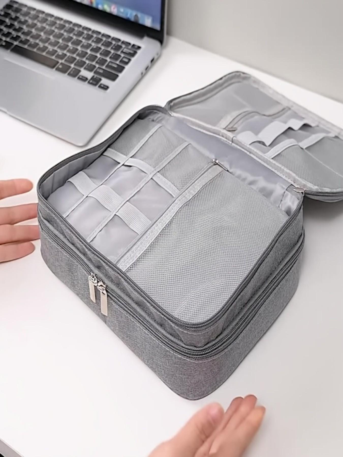Three-Layer Data Bag, Cosmetic Storage Bag, Multifunctional Digital Organizer, Large Capacity, Multi-Compartment, Perfect Gift for Home Use