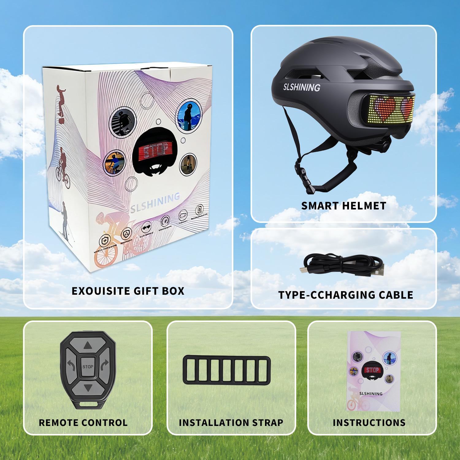 【Summer Vibes】SLSHINING Bike Helmet-Remotely controlled LED Smart Cycling Helmet-All Season Ventilated & Thermal Protection-CPSC Certified Protection
