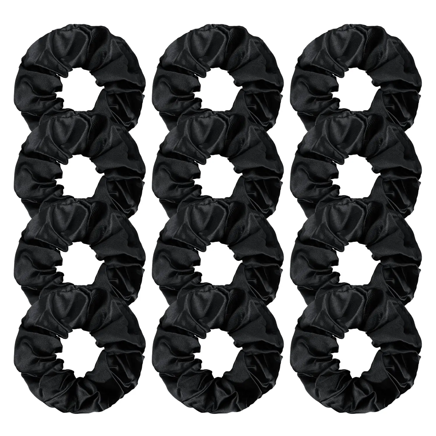 12 count Satin Silk Scrunchies for Somen Satin No  Hair Ties for Curly Thick Thin Hair Soft Elastic Ponytail Holders Hair Accessories for Women Girls(Black)