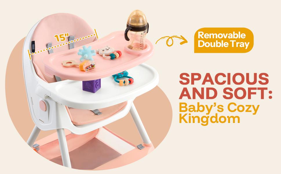 HARPPA 6-in-1 Foldable Baby High Chair, Baby Fedding Chair & Rocking Chair, Adjustable Heights, Booster Seat With 5-Point Safety Harness & Removable Tray, Easy to Clean, Baby Items, Toddler Christmas Gifts