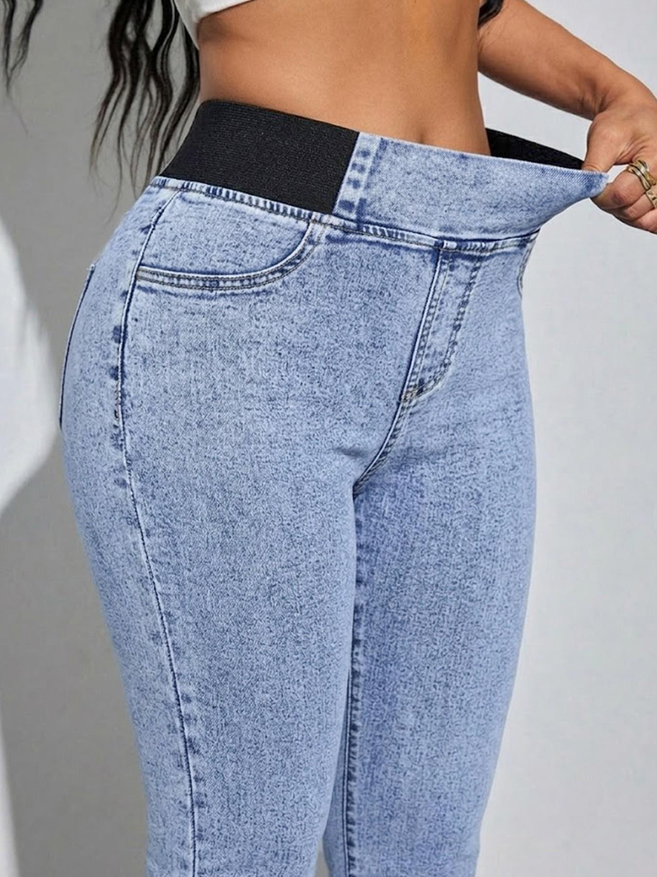 GILIPUR Women's Solid Color Mid-Rise Stretch Denim Capri Pants, Elastic Waistband Slim Fit Skinny Capris Jeans, Casual Comfortable Pull On Jean Trousers for Summer, Daily & Outdoor TChic GILIPUR Women's Solid Color Mid-Rise Stretch Denim Capri Pants, Elastic Waistband Slim Fit Skinny Capris Jeans, Casual Comfortable Pull On Jean Trousers for Summer, Daily & Outdoor TChic